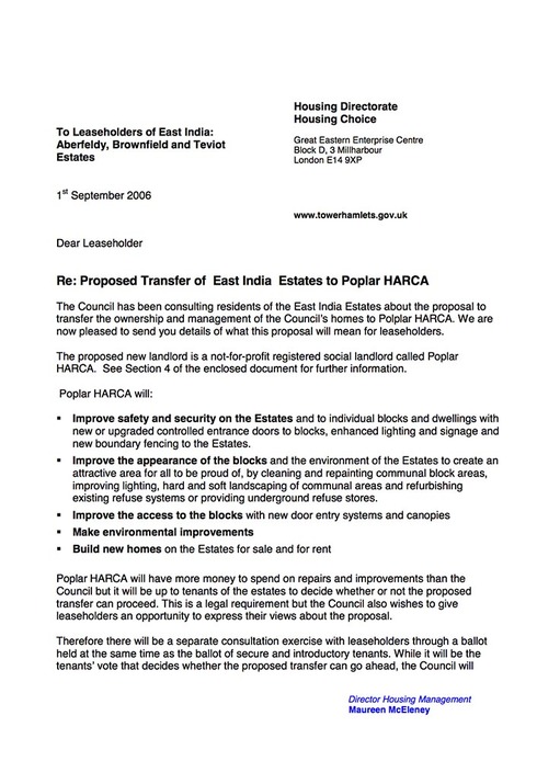 Full 2006 09 east india estate leaseholders letter