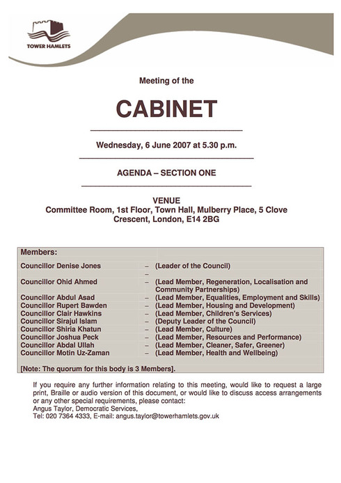 Full 2007 06 transfer of the teviot brownfield and aberfeldy estates to poplar harca full council minutes